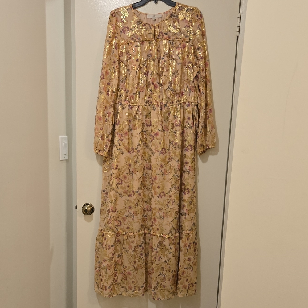 Loft Maxi Dress with Gold Paisley Sz XL